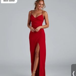 Prom dress, cherry red, long, maxi